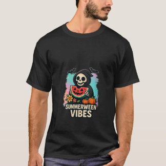 Vrouwen Watermeloen Spook Zomer Tussen Retro Skele T-shirt