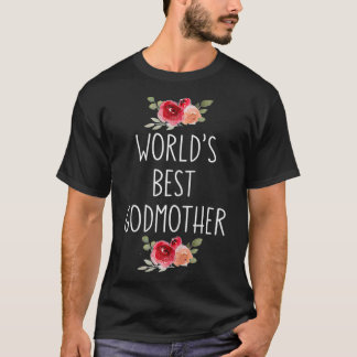 Vrouwen Wereld Beste Godmoeder Floral Grafisch Cut T-shirt