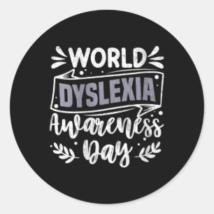 Vrouwen Wereld Dyslexie Bewustzijnsdag Grappig Gra Ronde Sticker