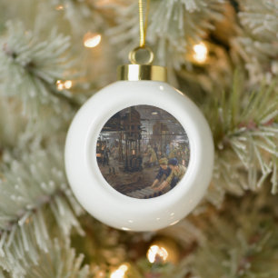 Vrouwen werkend in een munitiefabriek in 1918 WO1 Keramische Bal Ornament