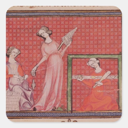 Vrouwen Werspinwol Vierkante Sticker (Voorkant)