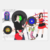 Vrouwen Wijn en Muziek Party Booze viering Kunst Inpakpapier Vel (Voorkant 3)