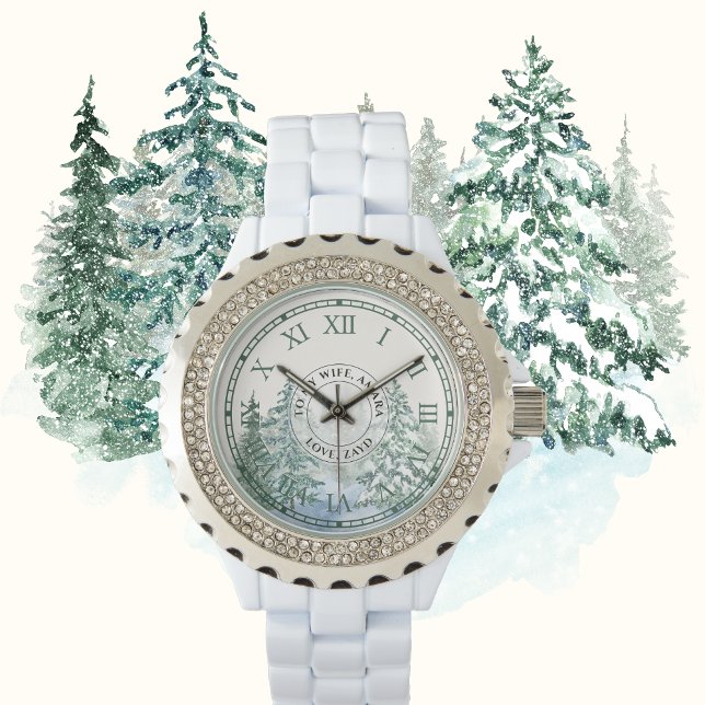 Vrouwen Winter Forest Rhinestone Horloge – Wit (Creator heeft geüpload)