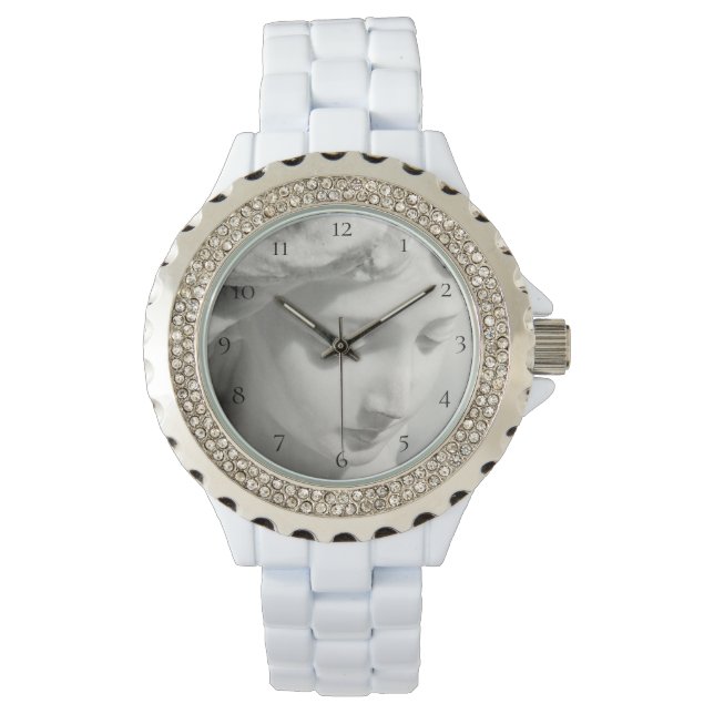 *~* Vrouwen Wit Marmer Mooie Engel Horloge (Voorkant)