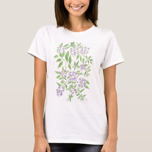 Vrouwen witte bloemen T-shirt (Voorkant)