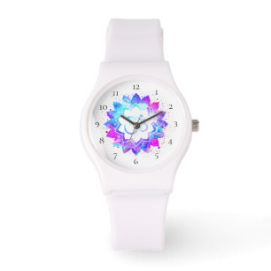 *~* Vrouwen Witte Om Lotus Flower Mandala New age Horloge