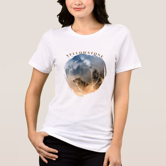 Vrouwen Yellowstone Wolves Tri-Blend Shirt (Voorkant)