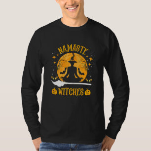Vrouwen Yoga Namaste Witches Meditate Halloween Co T-shirt