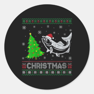 Vrouwen Zalm Kerstboom Lighting Ugly Christmas Sw Ronde Sticker