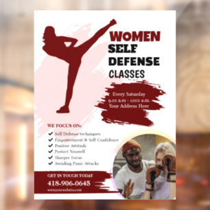 Vrouwen Zelfverdediging klassen Window Cling Raamsticker