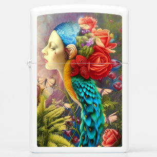 Vrouwen zien het gezicht van de bloem in de pauw.