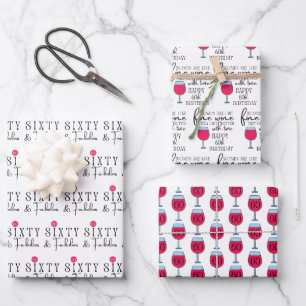 Vrouwen zijn als wijnpakjes van 60ste verjaardag inpakpapier vel