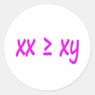 Vrouwen zijn groter dan/gelijk aan mannen - XX ≥ X Ronde Sticker