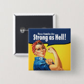 Vrouwen zijn sterk vierkante button 5,1 cm (Voorkant /achterkant)