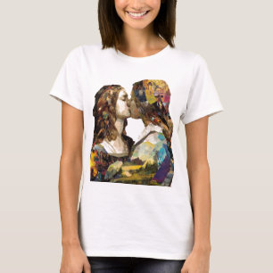Vrouwen zoenen Mixed Media Collage T-shirt