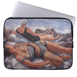 Vrouwen Zonnebaden op het strand (door Serebriakov Laptop Sleeve