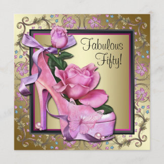 Vrouwen Zwart Roze Goud 50ste Verjaardagsfeest Kaart