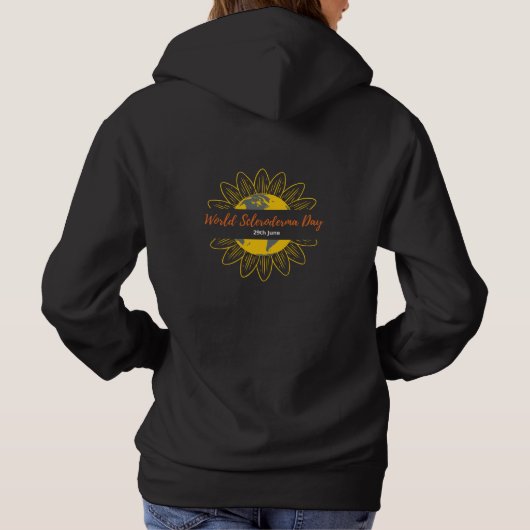 Vrouwen zwarte hoodie - Wereld Scleroderma Dag (Achterkant)