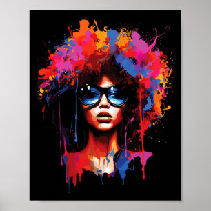 Vrouwen Zwarte Koningin Druppelen Afro Melanine Ju Poster