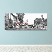 vrouwenCirca 1910 Patriottische Amerikaanse vlag Canvas Afdruk (Insitu (Houten vloer))