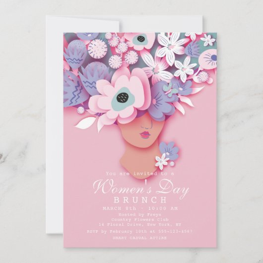 Vrouwendag Brunch Modern Girly Floral Kaart (Voorkant)
