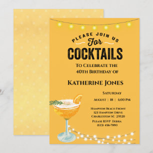 Vrouwengeel 40e verjaardag Cocktail Party Kaart