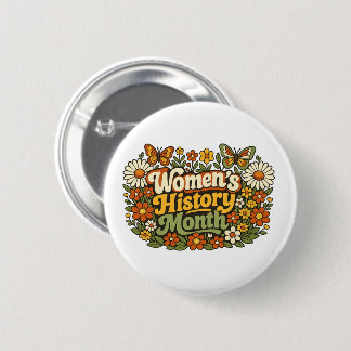 Vrouwengeschiedenis Maand Retro 70s Bloemrijke Gro Ronde Button 5,7 Cm