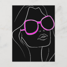 Vrouwengezicht in roze zonnebril Zwart Retro