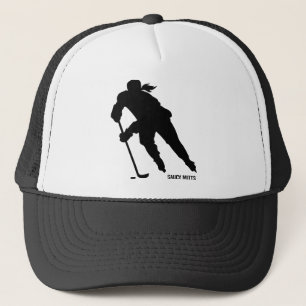 Vrouwenijshockeyspeler Silhouette Trucker Pet