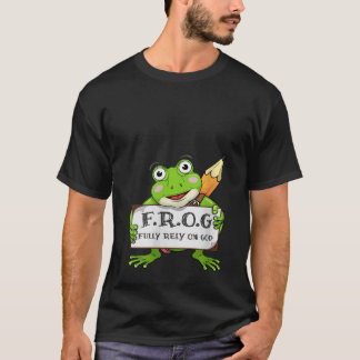 Vrouwenkikker vertrouwt volledig op God Cool Jesus T-shirt