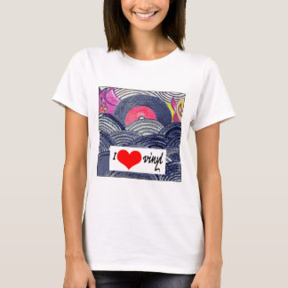 Vrouwenkleding - Ik hou van vinyl T-shirt