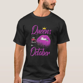 Vrouwenkoninginnen worden geboren in oktober roze t-shirt