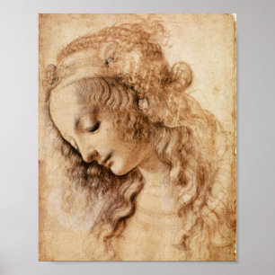 Vrouwenkop van Leonardo da Vinci Poster