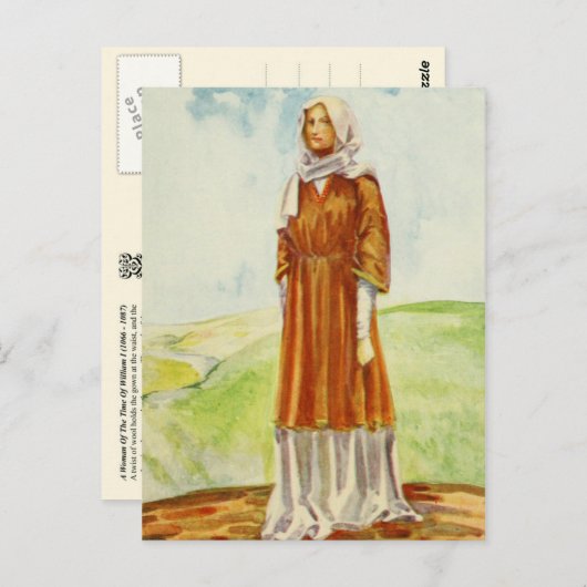 Vrouwenkostuum uit de tijd van William I Briefkaart (Voorkant / Achterkant)