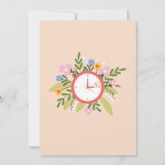 Vrouwenpensioen Off The Clock Bloemige Feest Kaart (Achterkant)