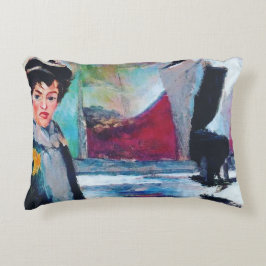 vrouwenportret met Abstracte achtergrond Accent Kussen