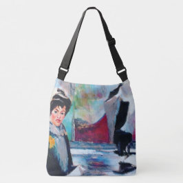  vrouwenportret met Abstracte achtergrond Crossbody Tas
