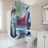 vrouwenportret met Abstracte achtergrond Douchegordijn (In situ)