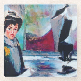  vrouwenportret met Abstracte achtergrond Glazen Onderzetter