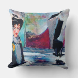 vrouwenportret met Abstracte achtergrond Kussen