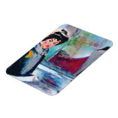  vrouwenportret met Abstracte achtergrond Magneet (Linkerzijde)