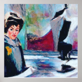  vrouwenportret met Abstracte achtergrond Poster