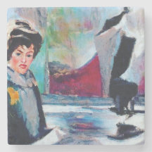 vrouwenportret met Abstracte achtergrond