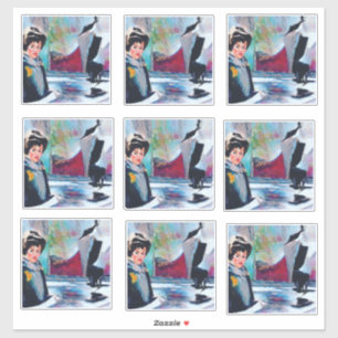vrouwenportret met Abstracte achtergrond Sticker