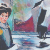  vrouwenportret met Abstracte achtergrond Sticker (Voorkant)