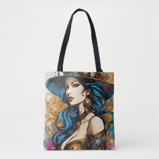 Vrouwenportret, steampunk-stijl draagtas