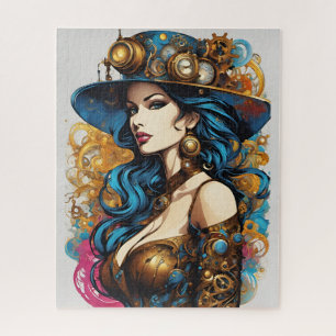 Vrouwenportret, steampunk-stijl legpuzzel