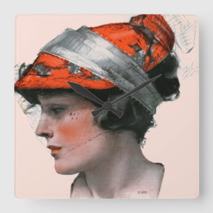 Vrouwenprofiel Vierkante Klok