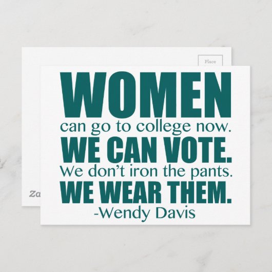 Vrouwenprotestcitaat Wendy Davis Briefkaart (Voorkant / Achterkant)