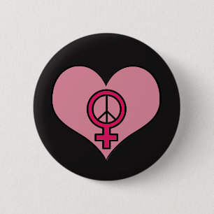 Vrouwenrechten protesteren Heart Feminist Round Bu Ronde Button 5,7 Cm
